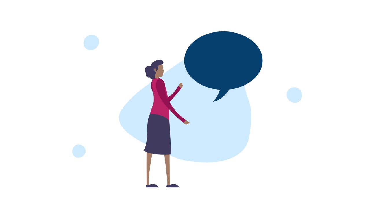 animazione di coaching con una donna d'affari che parla