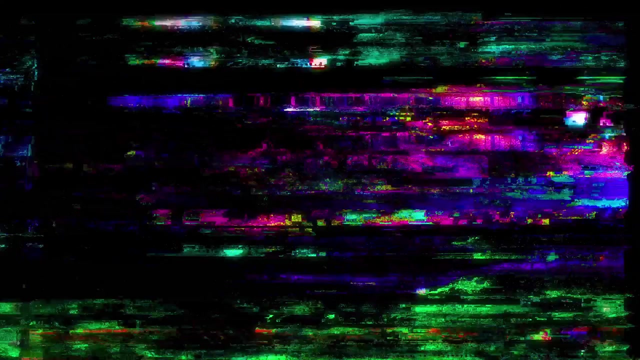 Abstrakt digital glitch-effekt med flakkende farverig støj