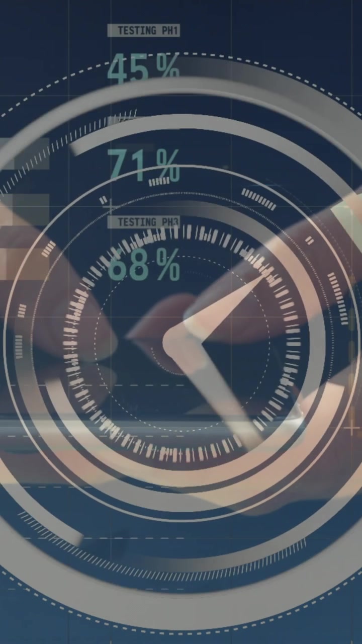 Animation of clock and statistics processing over globe