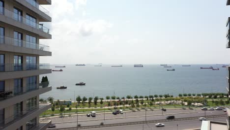 aerial shot of marmara sea from istanbul