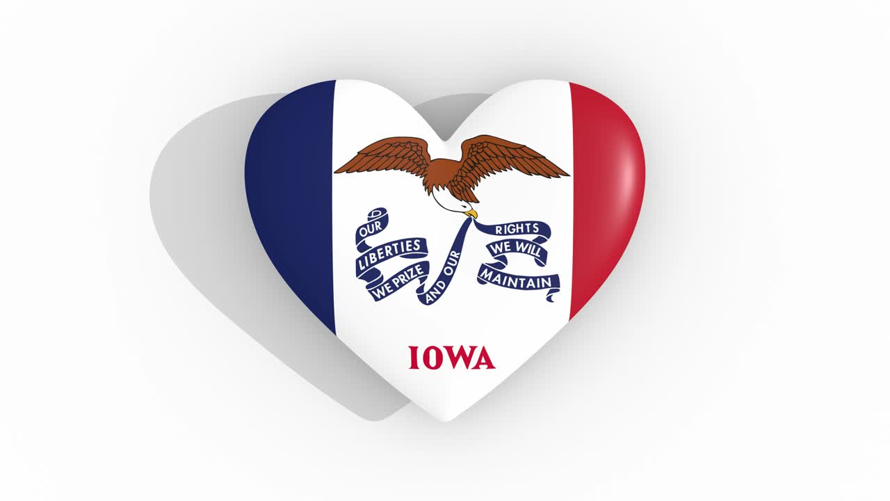 el corazón en los colores de la bandera de iowa pulsa, bucle