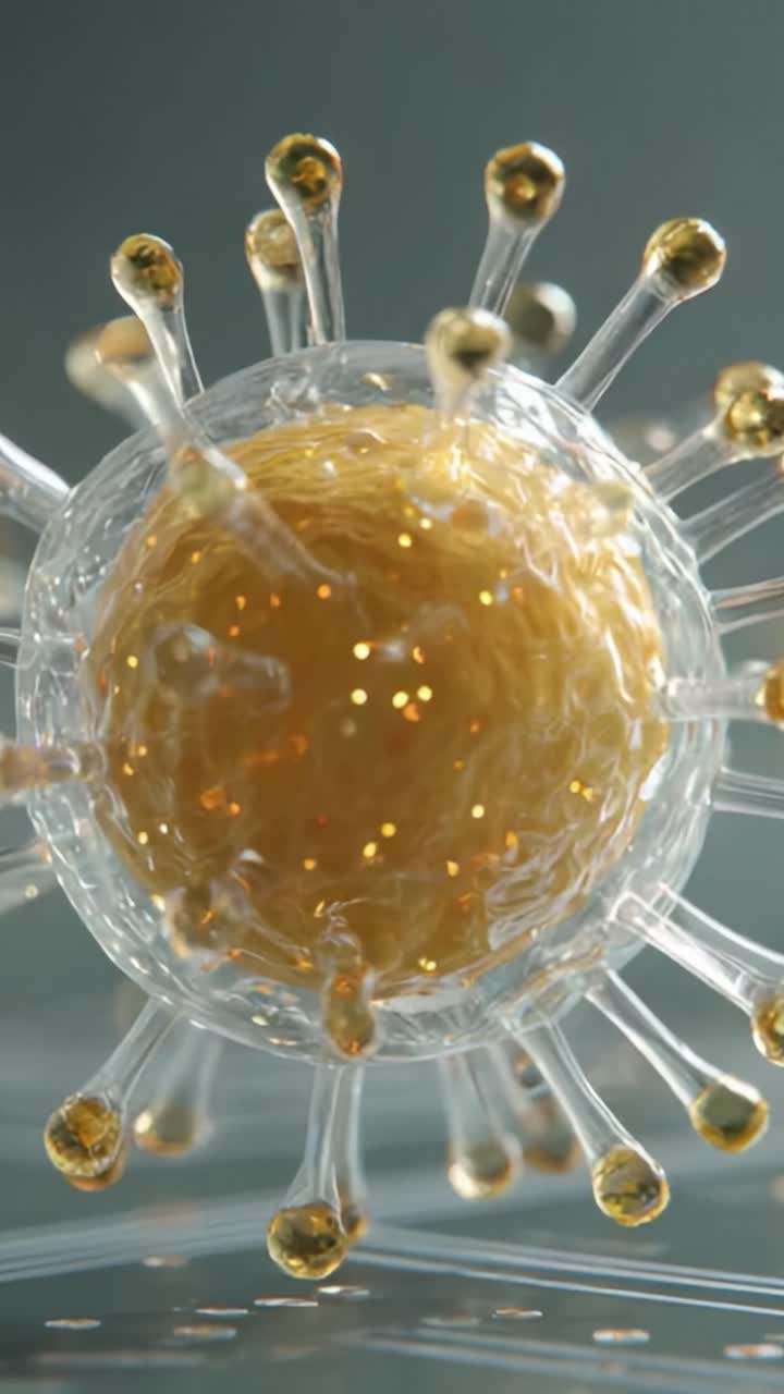 Splendida visualizzazione ad alta risoluzione di una particella virale che dimostra intricati dettagli strutturali e il significato biologico in un contesto scientifico