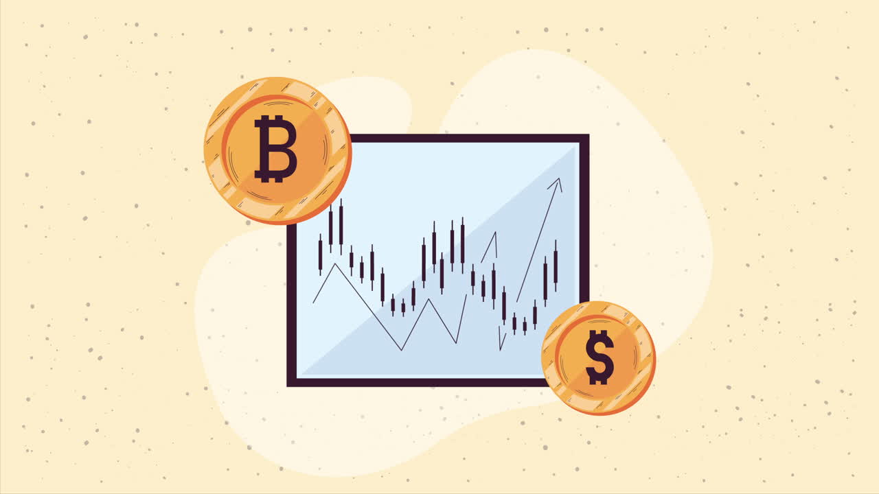 bitcoin con las estadísticas de la infografía de animación