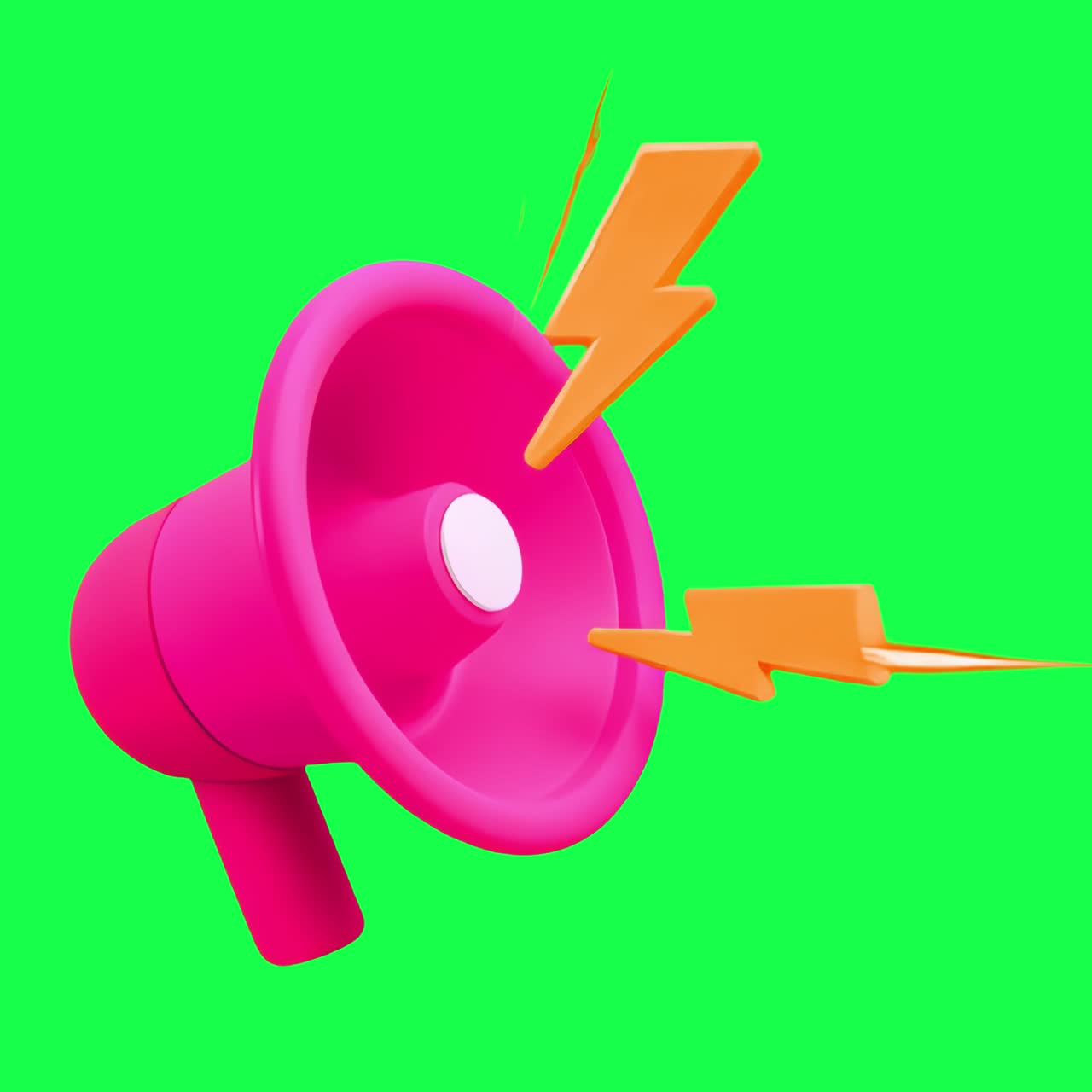 Animazione 3D con megafono rosa, video 4K trasparente, schermo verde