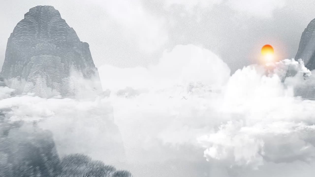 꽃, 나무, 새, 강과 함께 산에서 중국의 전통, 중국 그림 잉크 안개 배경 예술 작품