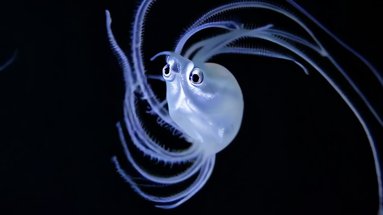 Translucent Squid in the Deep Sea