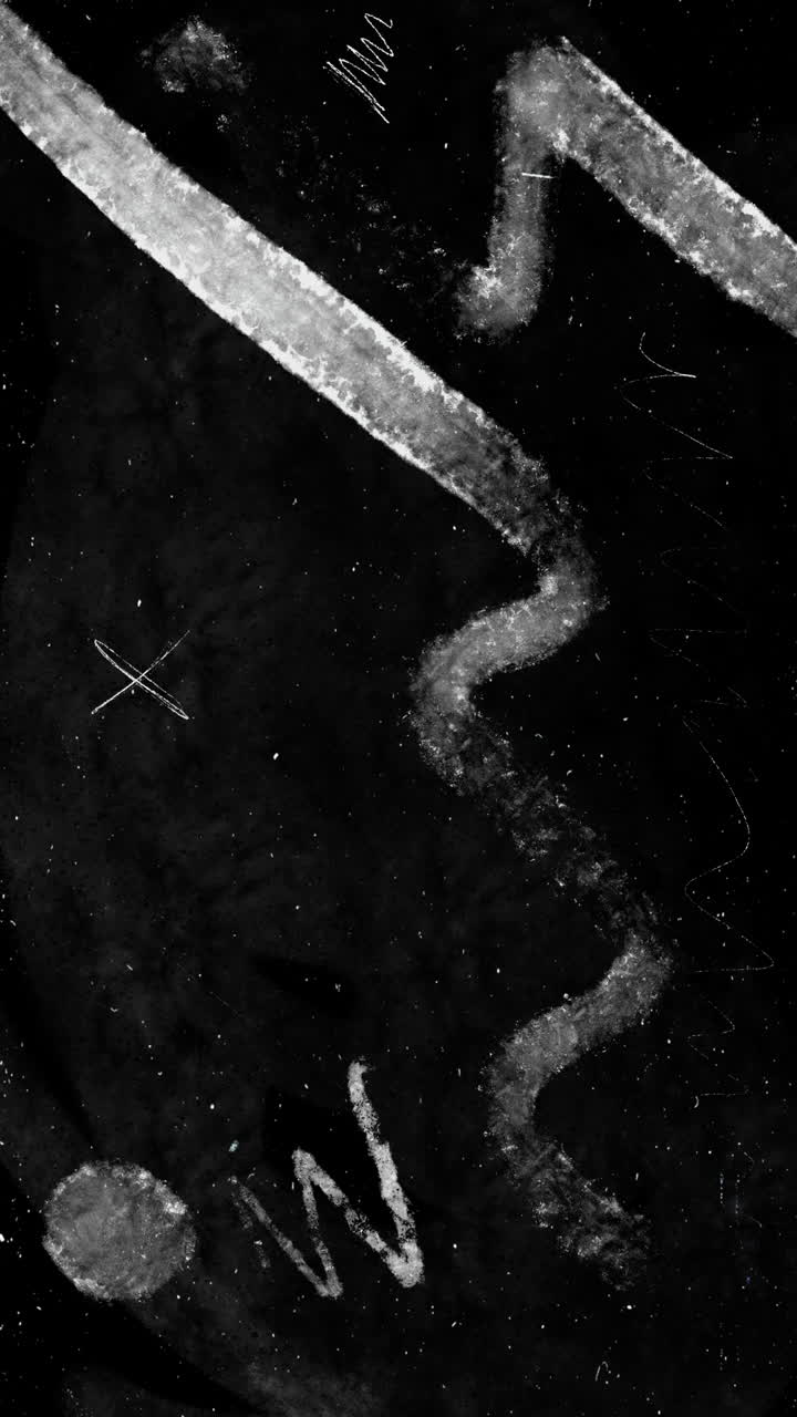 Animazione dinamica astratta di linee bianche su sfondo nero.