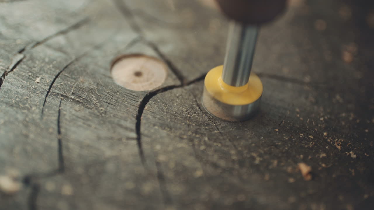 industria de la madera bricolaje hombre perforando en madera