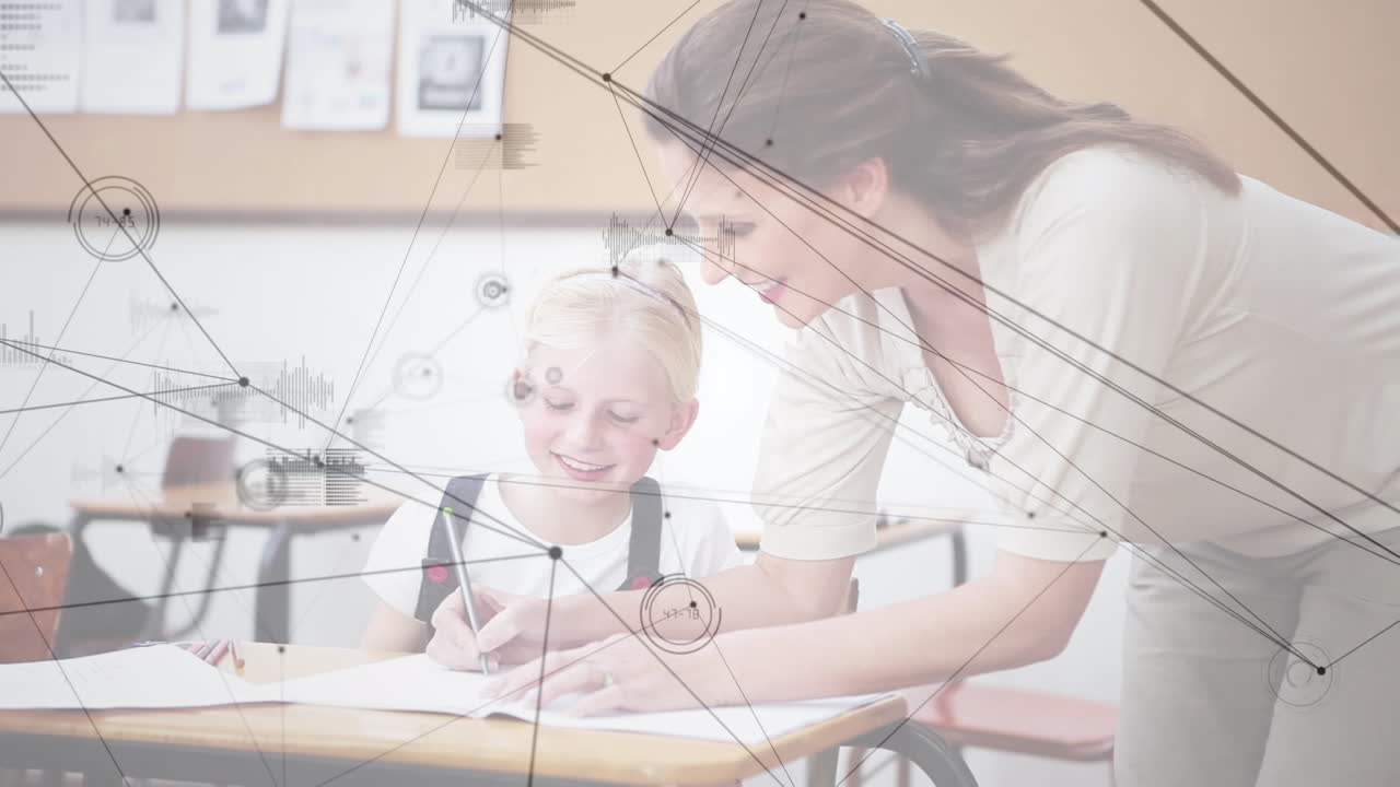 animación de la red de conexiones sobre la escritura de maestras y escolares