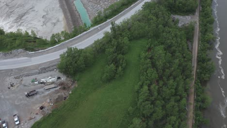 Drone-flies-between-a-river-and-a-quarry-in-the-Midwestern-USA