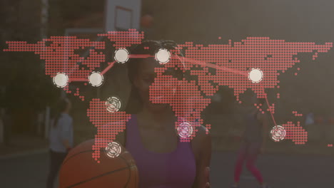 animation of network of connections over basketball players