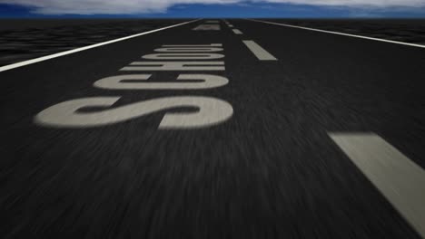 texto de instrucción de vuelo de velocidad en el bucle de la carretera