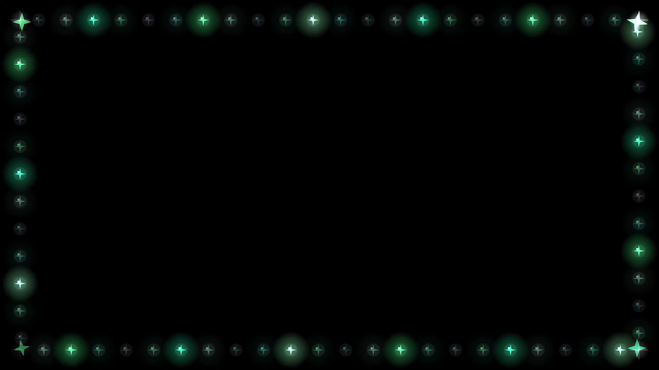 Animated Green Glowing Star Border Frame on Black Background