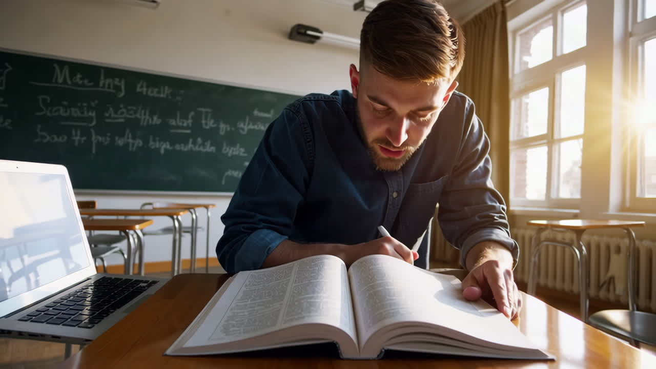 studerende, der studerer i klasseværelset