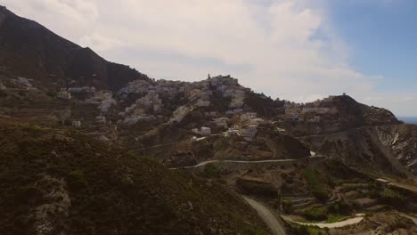 Aerial:-The-historical-town-in-the-mountains-Olympos