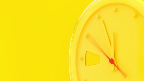желтый будильник начало времени 11:45 пробежать быстро до 12:00.