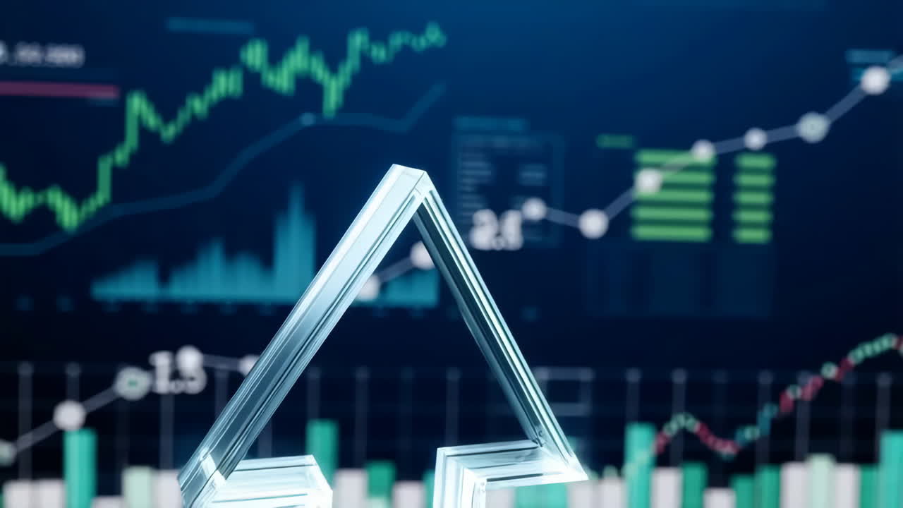 Abstrakt pil med finansielle grafer, der viser en opadgående tendens