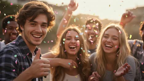 felices amigos celebrando