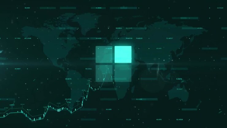 Animation of data loading ring over world map