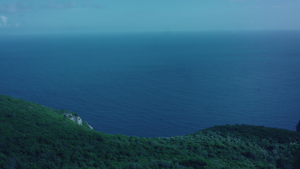 자연 풍경, 광각에서 숲이 우거진 바다 전망