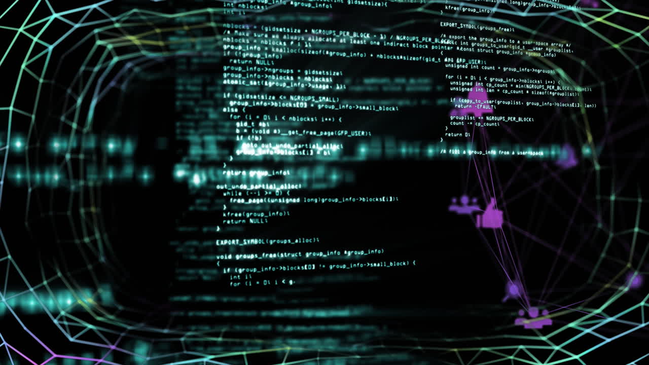 Animation of networks of connections and data processing