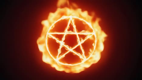 a pentagram surrounded by fire