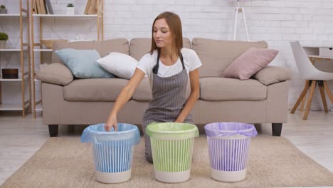 woman recycling glass bottle