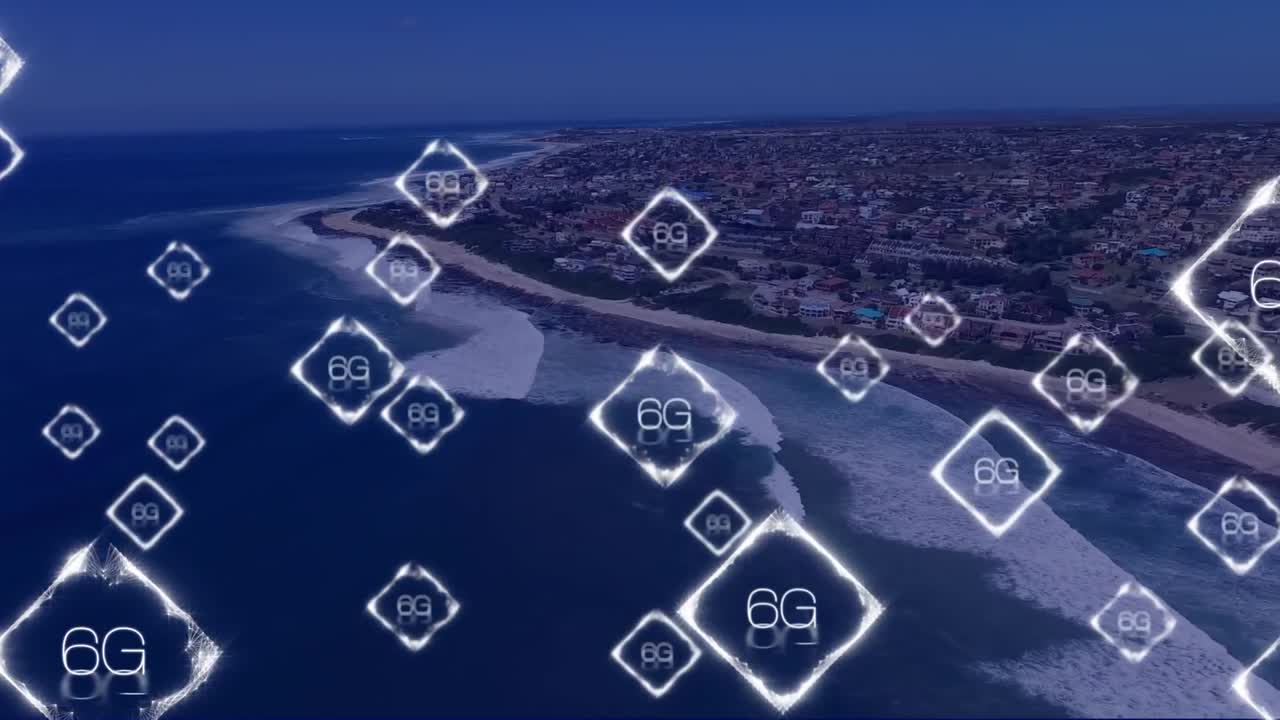 풍경 위에 6g 텍스트 네트워크의 애니메이션
