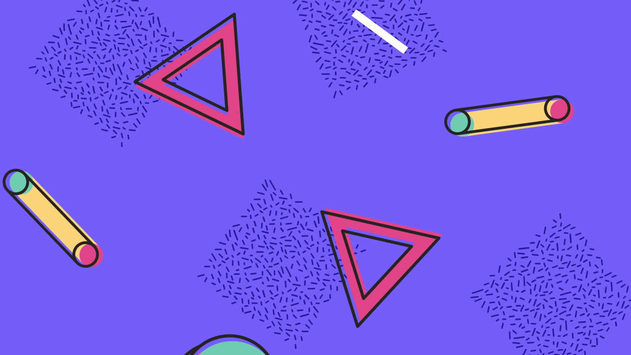 líneas y figuras geométricas en animación de fondo lila