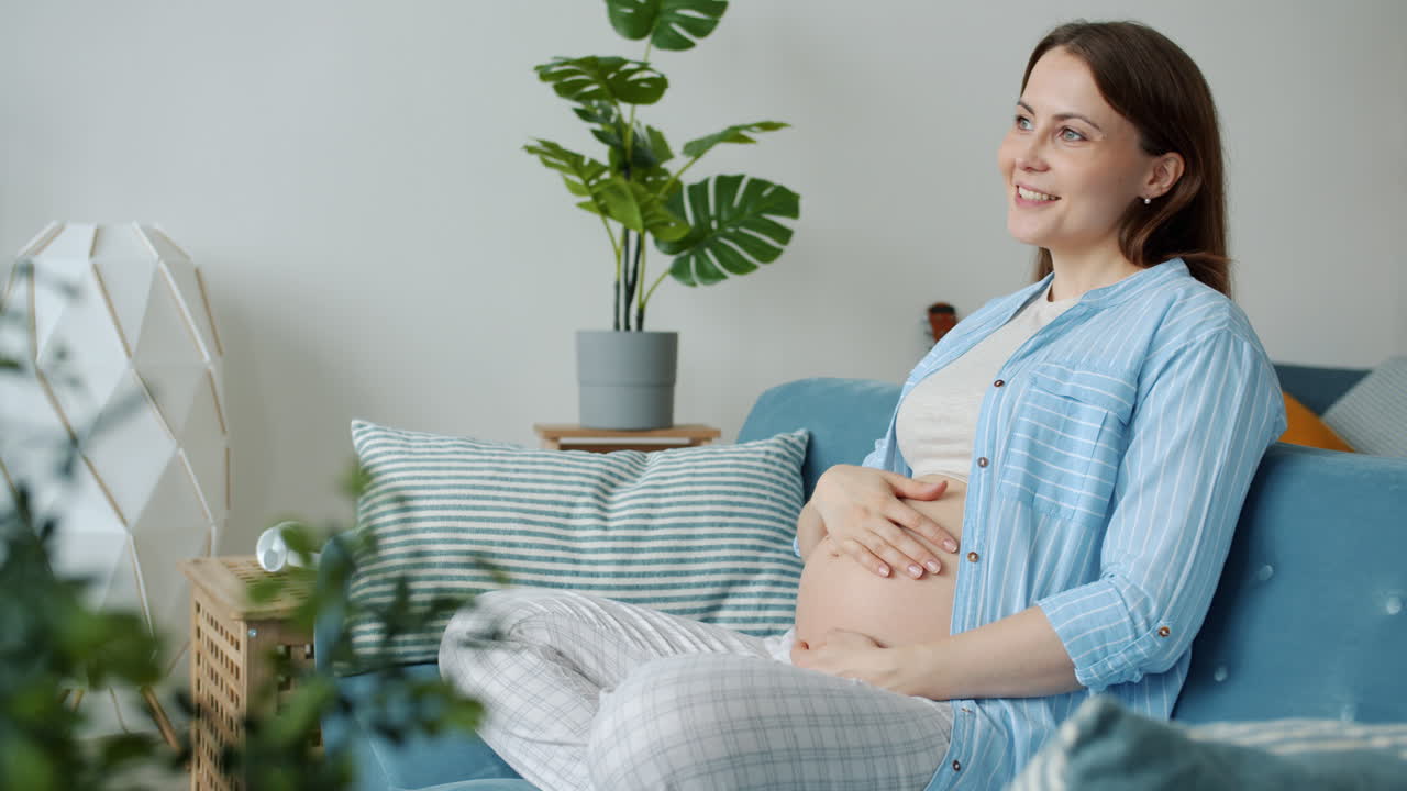 Pregnant Woman Relaxing on Couch