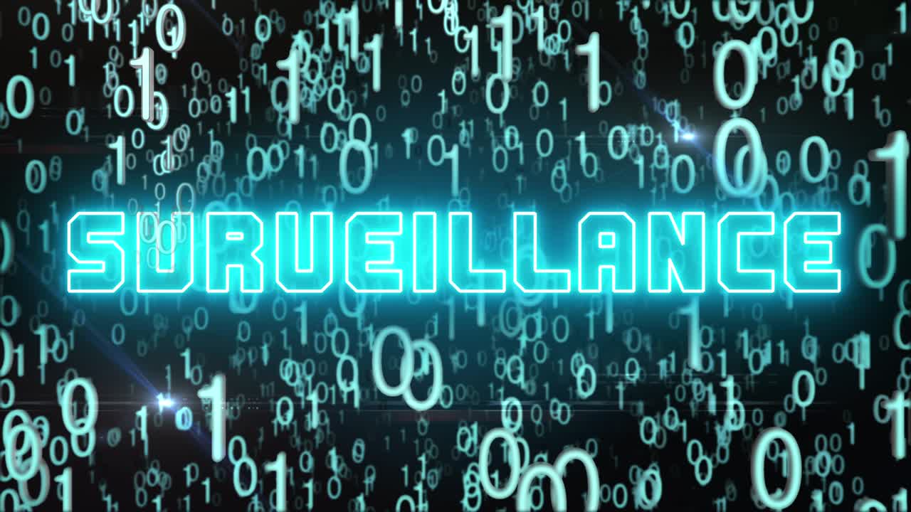 디지털 코드를 가진 파란색 감시 개념