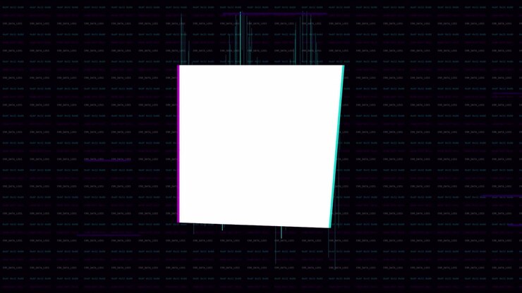 Abstract Digital Glitch Effect with White Square and Data Noise