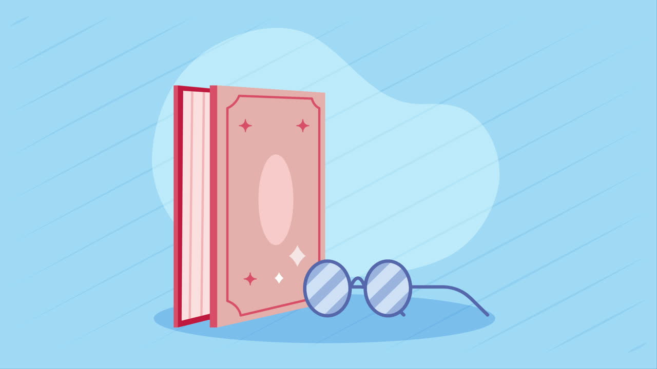 libro de texto con animación de gafas