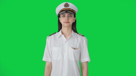 orgullosa mujer india piloto lista para el deber pantalla verde