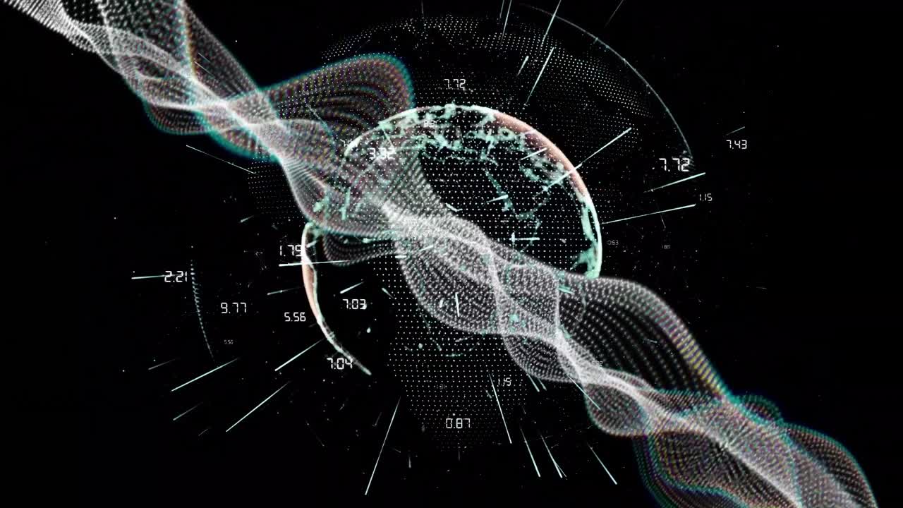 Animation of globe with connections and data processing