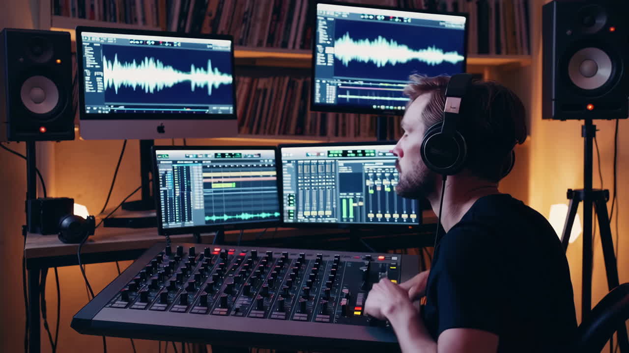 Music Producer at Work in a Professional Studio