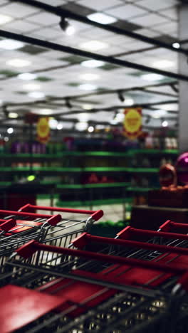 shopping carts in a supermarket aisle