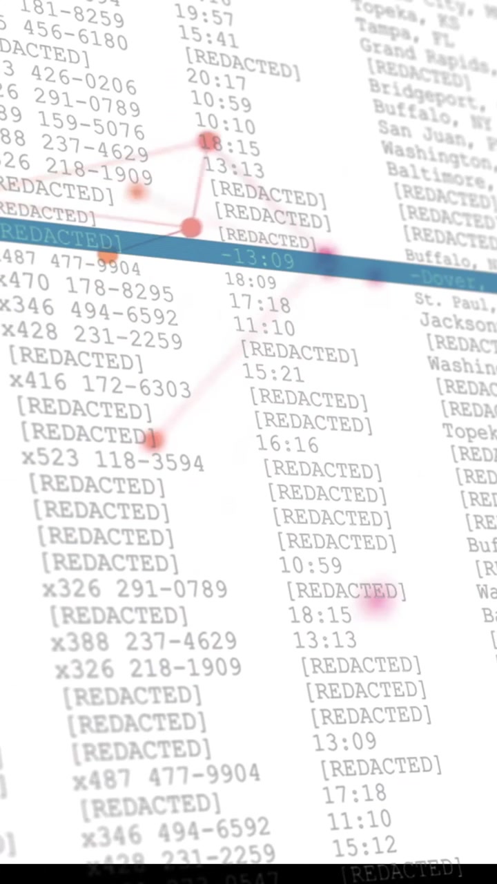 Animation of financial data processing over screen on white background