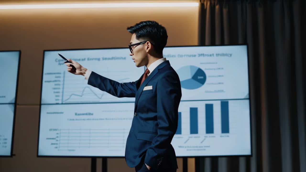 Business Presentation by a Man in a Suit