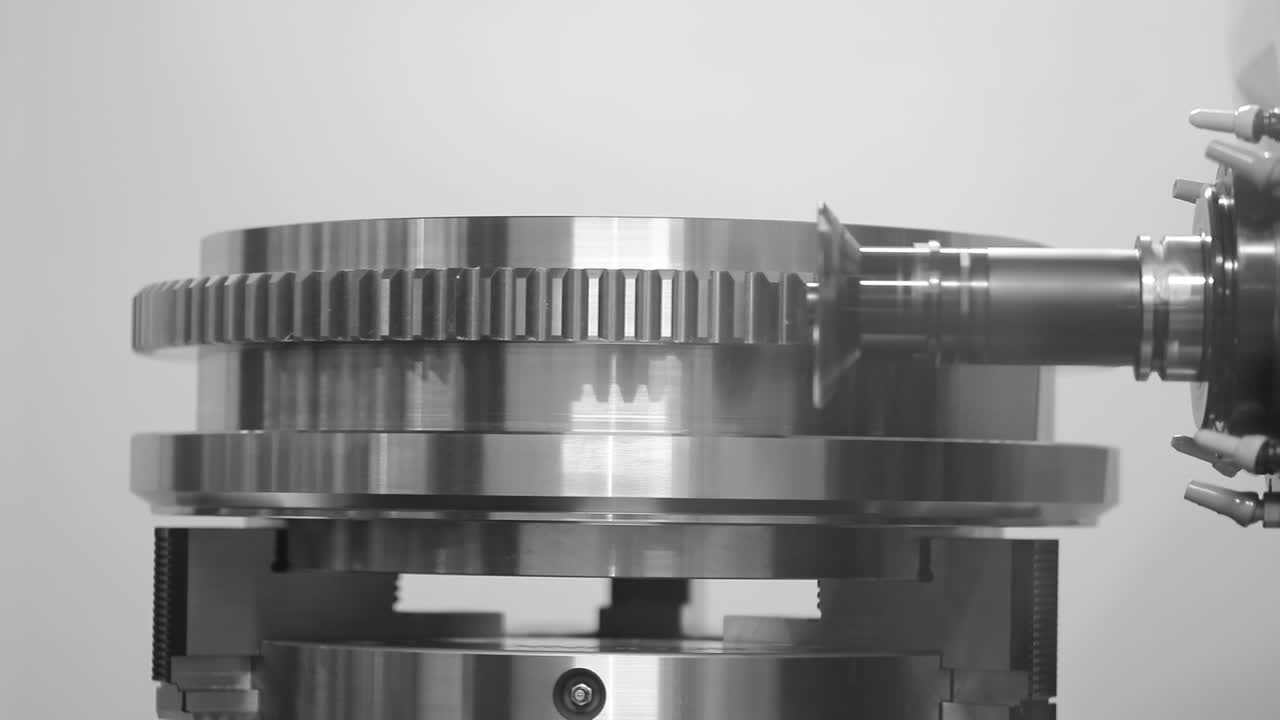 Metalworking CNC milling machine. Cutting metal modern processing technology.