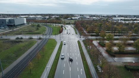 Aerial-Flying-Along-Bürgermeister-Ulrich-Straße-In-Augsburg