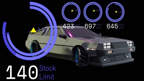 animation of digital interface with numbers over car driving