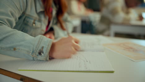 student studying in classroom