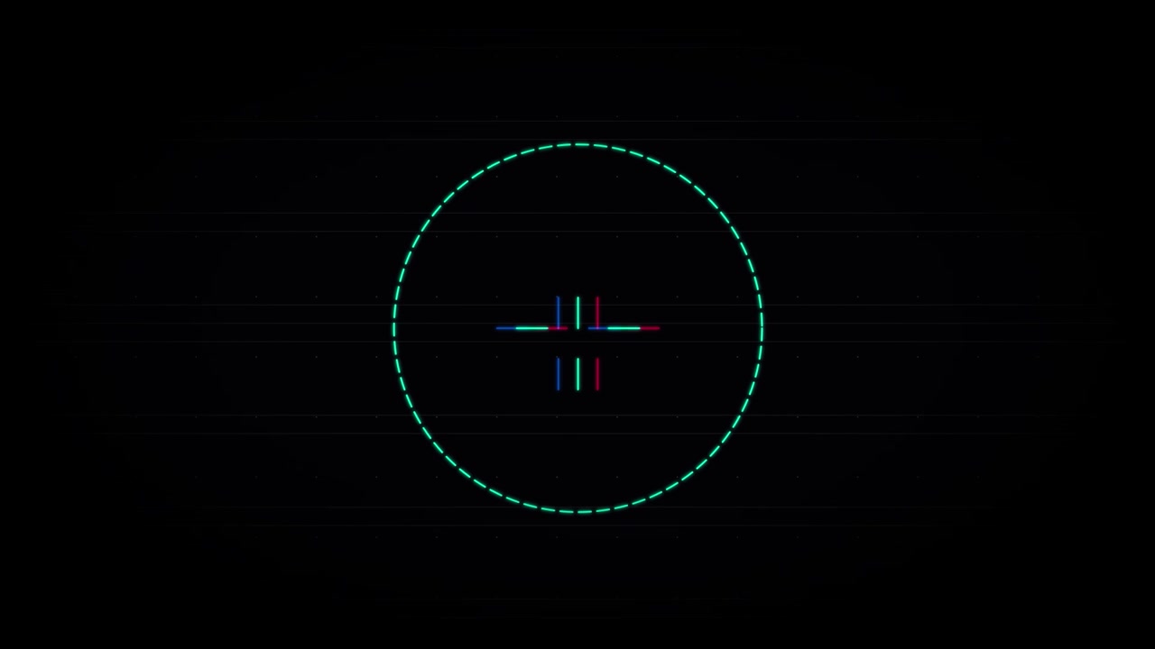 Mirino di puntamento HUD digitale con effetti glitch