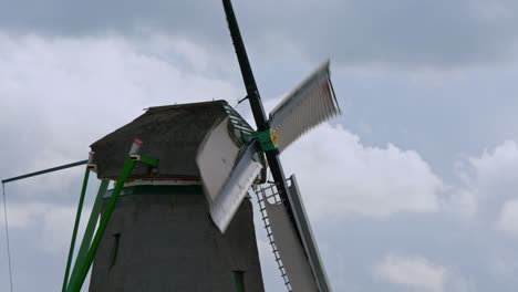 Antique-Wooden-Dutch-Wimdmill-In-Amsterdam,-Netherlands