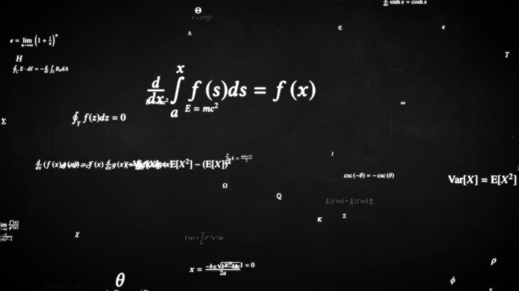 Fly through Math Formula Equation Science Symbols on Blackboard - 4K Seamless Loop Motion Background Animation