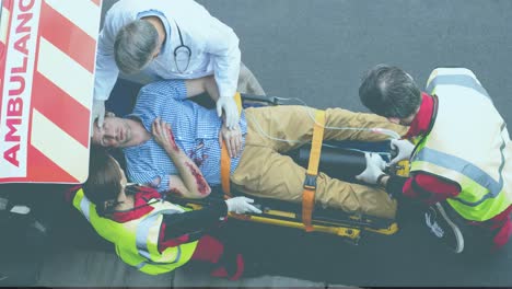 animación de diversos paramédicos con pacientes y ambulancias