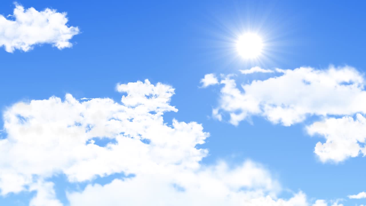 구름과 함께 아름다운 파란 하늘 루프 애니메이션 배경 녹색 화면