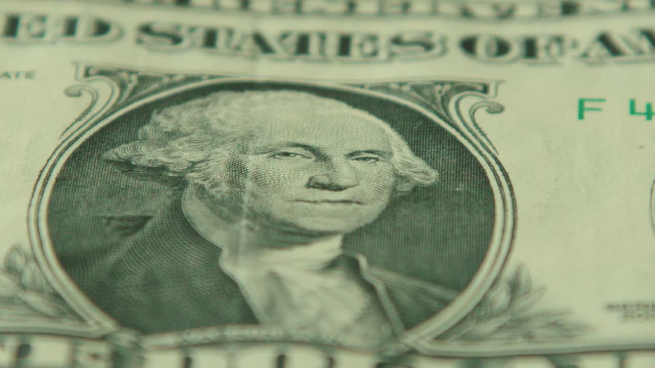 1(one) US Dollar bill close up, macro