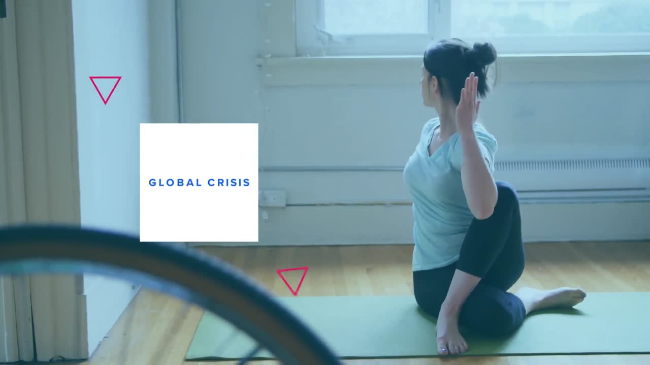 단어의 애니메이션 인내심이 사각형에  ⁇ 박이는 백인 여성이 격리 기간 동안  ⁇ 어